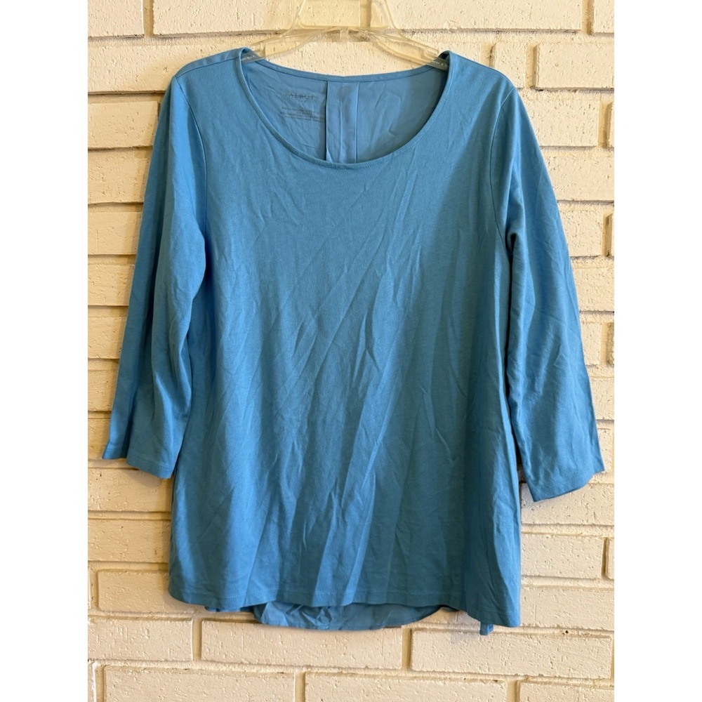Talbots BlueClassic 3/4 Sleeve Round Neck Regular Fit Pullover Womens T-Shirt Lg